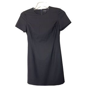 Theory Women's Jatinn Sheath Dress Size 2 Black Wool Blend Business Casual
